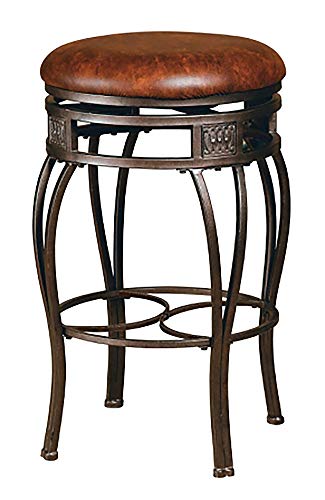 Hillsdale Montello Backless Swivel Bar Stool with Wood Panel, Barstool, Old Steel