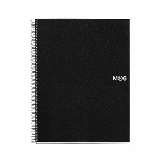 Miquelrius 8.5 x11 Wirebound Notebook, 6-Subject, College Ruled, Black