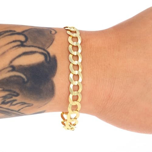 Nuragold 14k Real Yellow Gold Solid Cuban Curb Link 8mm Chain Bracelet (7"-9") Italian Jewelry for Men2