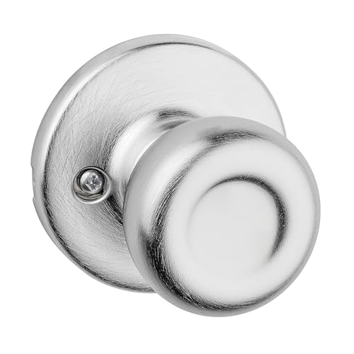 Image of Kwikset Tylo Dummy Door Knob, Single Sided Handle for Closets, French Double Doors, and Pantry, Satin Chrome Non-Turning Interior Push /Pull Door Knob