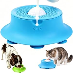 Slow Feeder Dog Bowl Lick Mat with Rolling Ball for Dog & Cat, Silicone