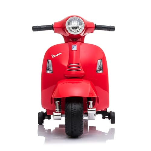 LEMODO Elektrofahrzeug Vespa in rot, Kinder Motorrad ab 18 Monate, Elektromotorrad mit Licht und Sound, Kinderroller mit abnehmbaren Stützrädern, Lizenziertes Kinderfahrzeug – Bild 4