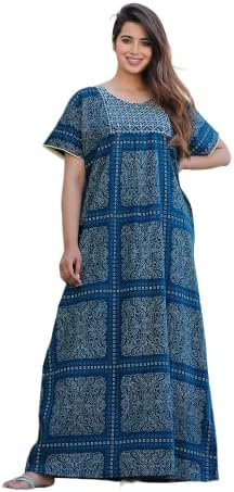 G4Girl Pure Cotton Embroidery Nighty for Women's | Night Gown | Nighty | Nightdress | Maxi | Sleepwear | Jaipuri Nighty | Nighties | Gown