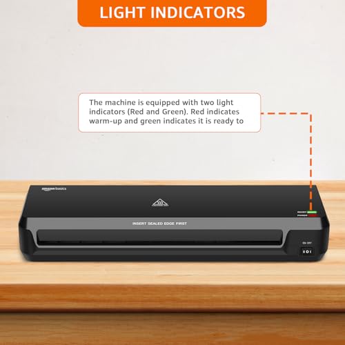 Image of Amazon Basics Hot & Cold A3 Thermal Laminating Machine /Laminator A303 | Fast 2-Min Warm-Up | Slide-Push Button | Durable Thermostats | Dual Light Indicators | for Photos, IDs, Documents, Certificates