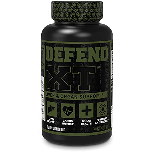 Jacked Factory Defend-XT Liver & Organ Cycle Support - Heart Health & Cholesterol Support W/Bergavit 40, Milk Thistle - Powerful Antioxidant, PCT, Cardio & Detox Supplement - 60 Veg Pills