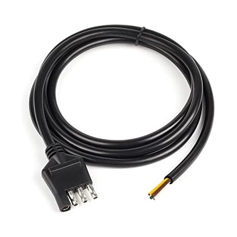 WOFTD 4-Way Trailer Wiring Harness with 5 ft Wires 4-Pin Trailer Wiring Jacketed Cable 4 Flat Trailer Wire Extension Connector - 5 ft Cover