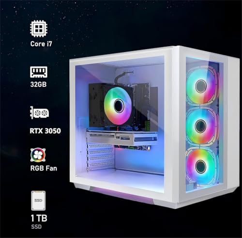 STGsivir Gaming PC, Gaming Computer Desktop Tower, Intel Core i7-6700 up to 4.0GHz, Nvidia GeForce RTX 3050 6GB GDDR6, 32GB DDR4 RAM, 1TB SSD, WIFI 6, BT 5.0, RGB Fan x3, Windows11 Pro