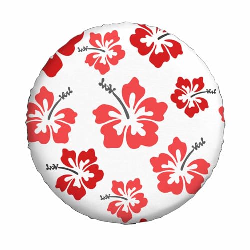 Image of Pretty Hibiscus Spare Tire Cover Red Hawaiian Flower Aloha Blossom Funky Wheel Covers for RV Tires Camper Tire Case Protectors for Trailer Rv SUV Truck Travel Trailer 15 in
