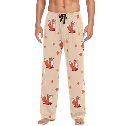Men's Sleepwear Cute Fox Plant Orange Pajama Pants for Men 2303978