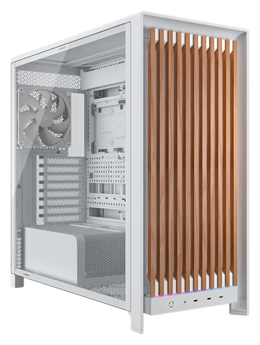 Image of CORSAIR Frame 5000D Wood RS Mid-Tower ATX PC Case - Solid Wood Airflow Panel, 3X Pre-Installed Fans, Modular Customization, Spacious Interior, GPU Anti-Sag - White /Oak