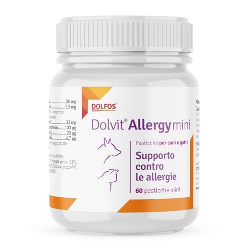 Dolvit Allergy Mini 60 Compresse - Integratori per Cani Naturali - Sollievo da Prurito Cane e Allergie Stagionali - Contrasta Dermatite Cane con formula Sicura e Naturale