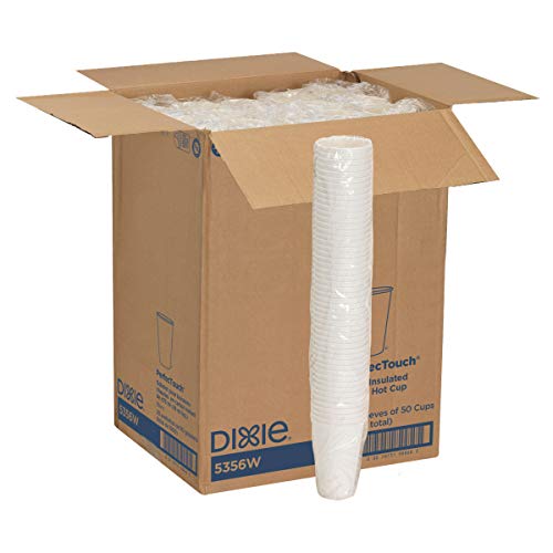 Free Shipping 🛒 Dixie PerfecTouch 16 oz. Insulated Paper Hot Coffee Cup by GP PRO (Georgia-Pacific), White, 5356W, 1,000 Count (50 Cups Per Sleeve, 20 Sleeves Per Case)