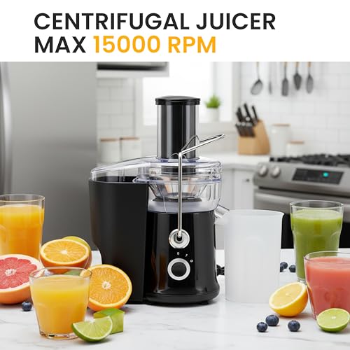 Image of Simple Deluxe Juicer Machines, 480W Centrifugal Juicer Extractor with Wide Mouth 2.6 inch Feed Chute for Fruit Vegetable, Electric Juicer with 2-Speed Quick Juicing, Easy to Clean, BPA-Free, Black