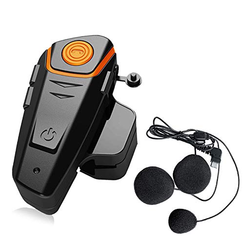 QSPORTPEAK Intercom Moto Casque, BT-S2 Systèmes de Communication pour 2-3 Coureurs, Kit Main Libre Moto Bluetooth avec Radio FM, Oreillette Bluetooth pour Casque Moto/ATV