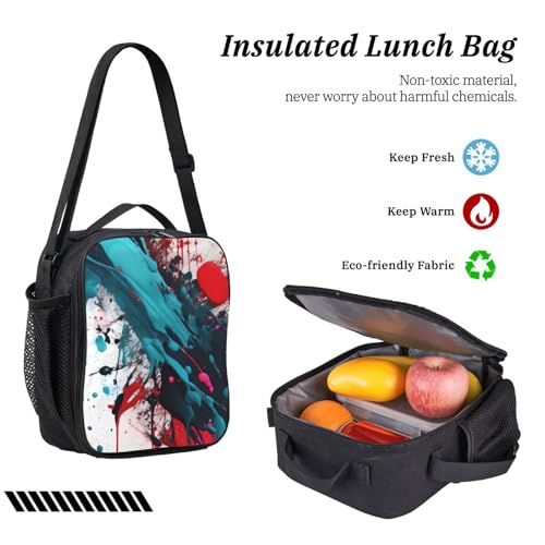 Mochila escolar ligera para clases y actividades con diseño de pintura abstracta 6