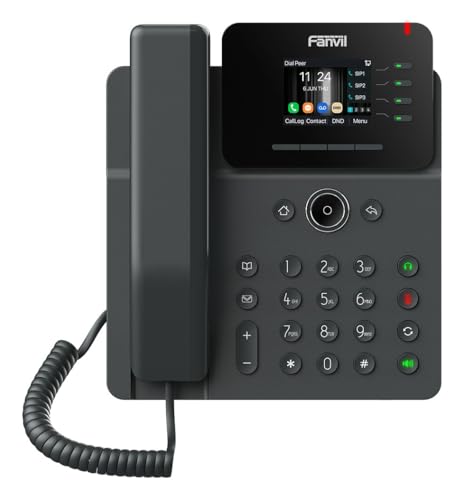 Fanvil V61W - Teléfono IP empresarial con Pantalla a Color HD de 2,4 Pulgadas, 4 líneas SIP, Conferencia de Audio de 6 vías, Audio HD, 2 Puertos Gigabit, WiFi 6, Bluetooth 5.4