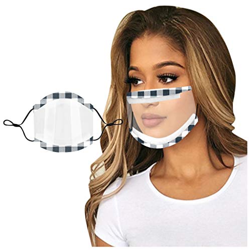 Preisvergleich Produktbild 1 / 5 Stück Transparent Mundschutz Maske Schutzmaske Multifunktionstuch Mund und Nasenschutz Atmungsaktiv Staubschutzmaske Wiederverwendbar Mundschutz Winddicht Halstuch Mit Transparenten Fenstern(C)