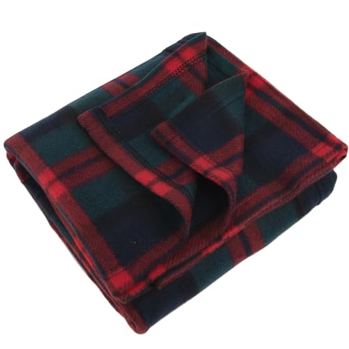 Trail maker 50x60 Throw Blankets, Plaid Fleece Throw Blankets for Bedroom, Couch, Livingroom, Chair, Pets, Outdoors (Red/Green)