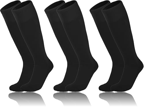 YMYDYFC 3 Pack Youth Baseball Socks Kids Softball Socks Tube Soccer Sock For Toddler Boys Girls Knee High Pure Black_3pack Small(4-8Years