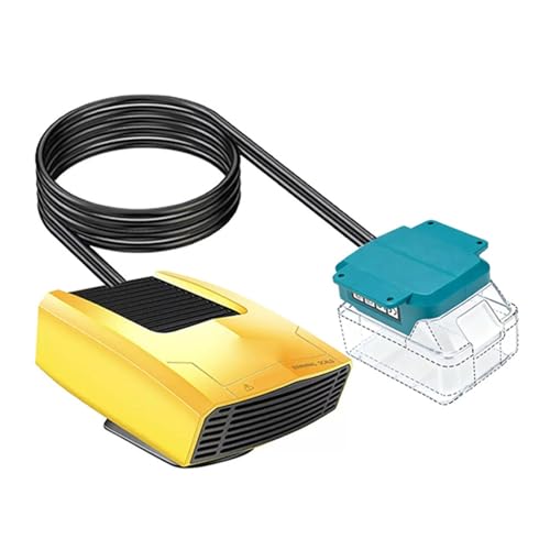 Yanmis Calentador para Espacios Pequeños, Calentador a Batería de 200 W, Ajustes de Temperatura de 2 Velocidades, Desempañador de Ventana de Coche para Batería BL1815 BL1820 BL1530