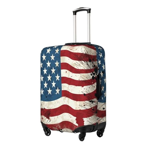Vintage American Flag Travel Luggage Cover Elastic Suitcase Covers Washable Anti Scratch Luggage Dust Covers Protector, Fits 25-28 inch Luggage, L2
