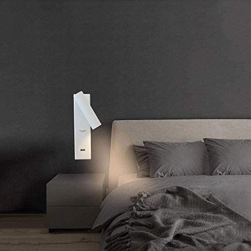 Applique murale LED design minimaliste blanc architectural 3000K avec liseuse ajustable