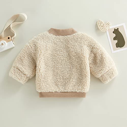 Toddler Baby Girls Boys Winter Fleece Coat Sherpa Cardigan Jacket Fuzzy Outwear Cardigan Warm Winter Outwear (Khaki , 3-6 Months ) #TOP5