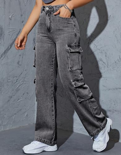 Kedera Women High Waist Denim Jeans Trousers Casual Pants Boyfriend Wide Leg Cargo Parachute Baggy Pants2