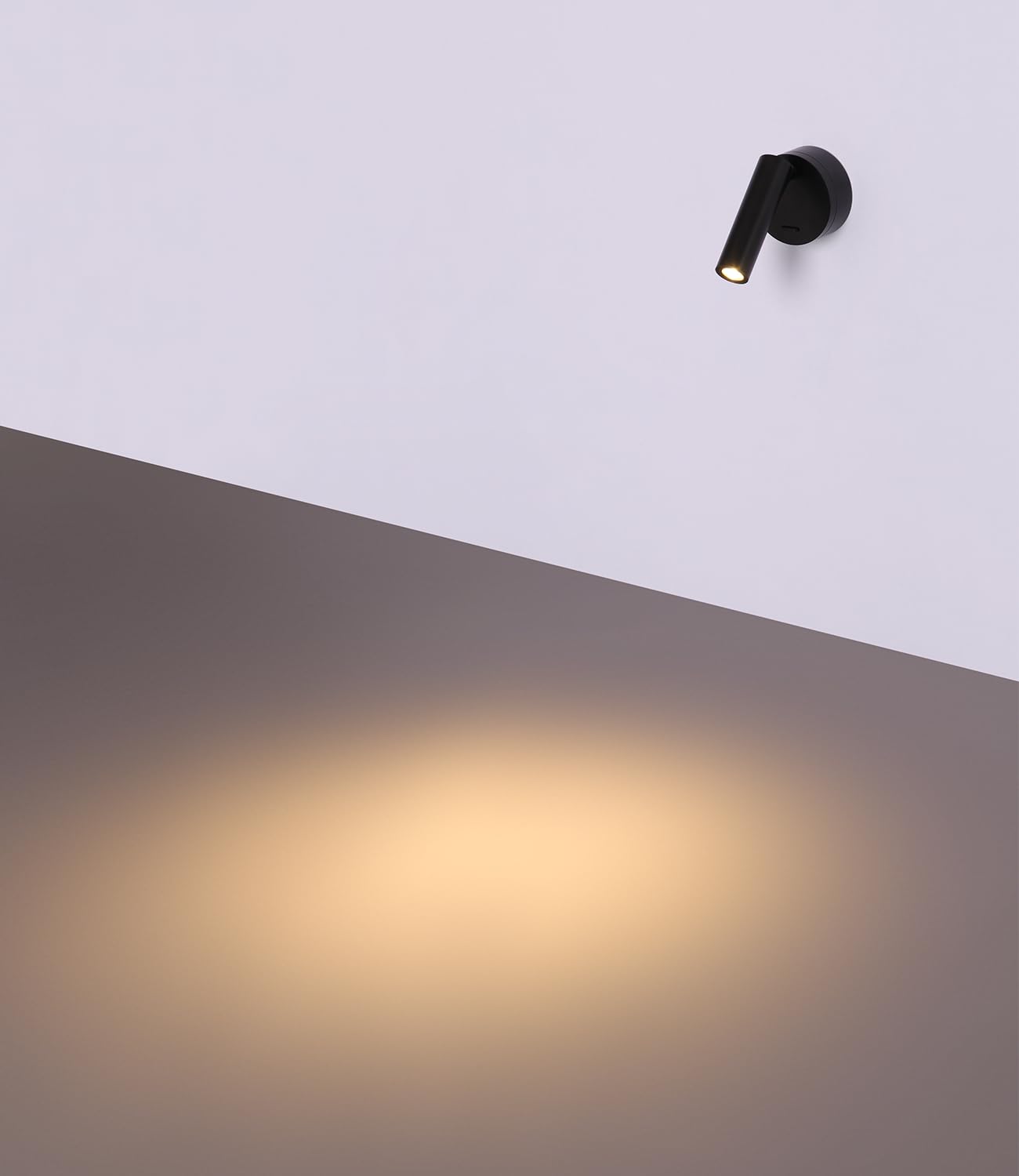DAWALIGHT Applique da Comodino Orientabile Lampada da Parete a LED 3W 3000K Faretto con Interruttore per Interni Camera da Letto Salotto Lettura, Alluminio, Nero