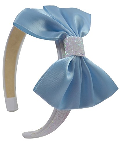 Sparkling Glitter Satin BOW Arch Headband By Funny Girl Designs (Light Blue)