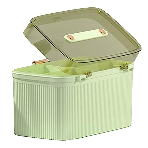 Medicine Box, First Aid Box, Sorting Storage, Portable, Visible, Large Capacity, MoistureProof for Home for Outdoor Sports (Green)