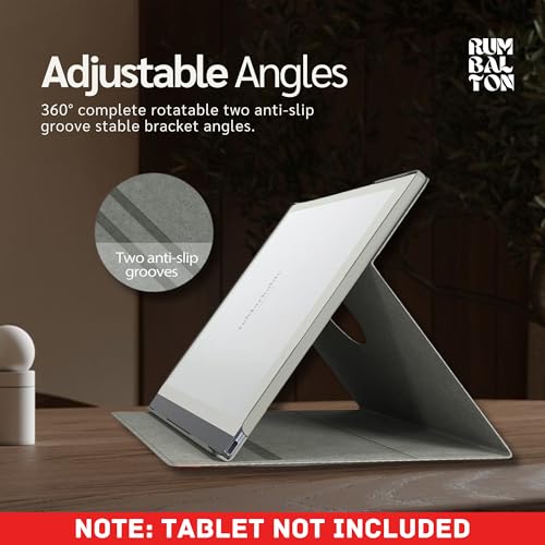 Image of 360 Case with Built-in Pen Holder for Remarkable 2 Paper Tablet- Multi-Viewing Adjustable Folding Book Folio Cover - Free Wallpapers & Installation Steps - Tablet Not Included (Grey)