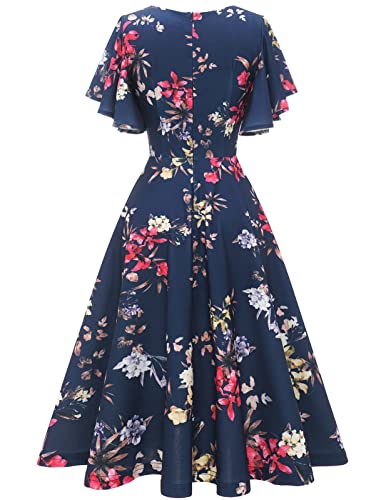 Image of Bridesmay Women's Formal Wedding Guest Dress for Women 2026 Short Sleeve Fit and Flare Tea Party Dresses
