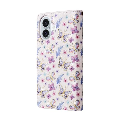 Housse iPhone 16 Plus portefeuille à fleurs idéale pour vos sorties et voyages