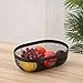 AJIODA Metal Mesh Steel Basket, Oval Metal Wire Storage Organizer Baskets Multi Functional Kitchen Baskets Countertop Fruit Baskets Garden Harvest Basket for Kitchen Picnic Decor Cabinet Home, Black