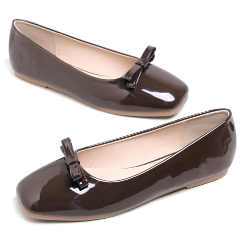 Image of Dear Time Women's Casual Foldable Ballet Flats Square Toe Ballerina Flats Shoes Comfortable