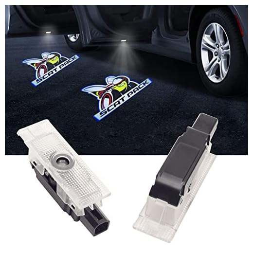 Car Door Puddle Projector LED Logo Light Replcement for Challenger Scat Pack 2010-2022,No Fading Color Logo.