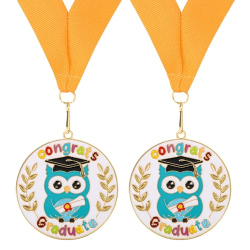 Kindergarten Graduation Medal for Kids Preschool Prek Graduation Decorations Gifts Medals with Neck Ribbon for School Student Graduation Party Gifts Favors(Metal 2Pcs)