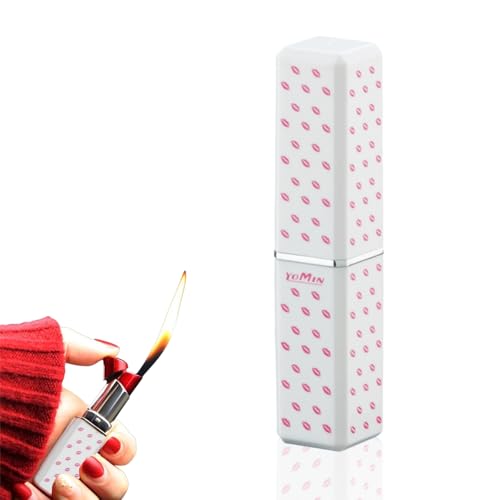 Lipstick Lighter Refillable Butane Torch Lighter Butane Soft Flame No Gas White