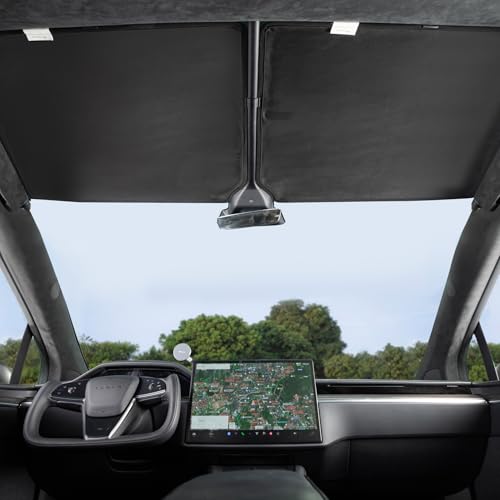 TPARTS Glassroof Sunshade for Tesla Model X 2021-2026 Upgrade Ice Velvet Static Fit Sunshade roof Cover Foldable Heat Insulation Shield with Storage Bag (No-Gap Sag-Free 99% UV Protection)