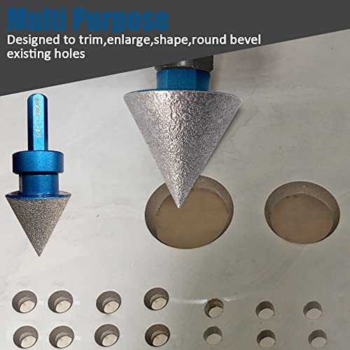 Beqell Diamond Hole Saw Kit Triangle Shank Diamond Core Drill Bit Set For Porcelain Tile Ceramic Marble Brick Granite Stone,6/8/10/25/35/38/50/65Mm+35Mm 5/8-11 Beveling Chamfer Bit Cone Tile+Adapter #TOP2