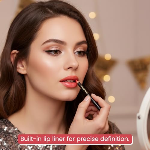 Image of Matte Lipstick & Lip Liner Set for Women - Boujee Shade - Long-Lasting Waterproof 2-in-1 Lip Kit - Smudge-Proof Liquid Lipstick with Precision Liner, Enriched with Vitamin E & Shea Butter