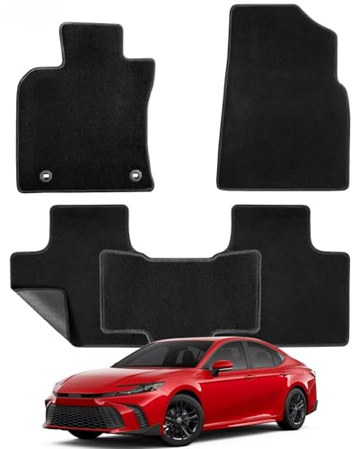 Carpet Floor Mats for Toyota Camry 9th 2025 2026 LE/SE/XLE/XSE, All Weather Full Black Rugs with Non-Slip Nibs Custom Fit for Front & 2nd Rear Row, Noise-Reducing Waterproof Odorless Car Accessories