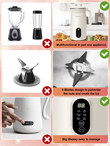 Geniuslix Automatic Nut Milk Maker Machine For Homemade, Plant-Based Milk With Auto Clean & Temperature Control Soy Milk Maker, Non-Dairy Beverages- Oat/Coconut/Cashew/ Almond Cow Milk Machine Maker With Nut Bag Strainer #TOP4