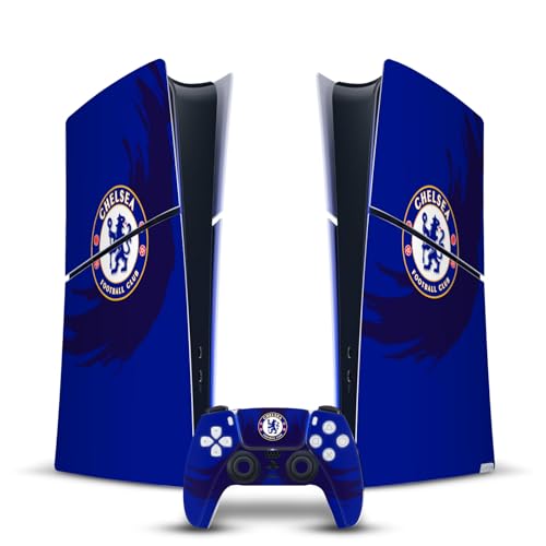 Head Case Designs sous Licence Officielle Chelsea FC Coup de Balayage Art Vinyle Autocollant De Jeu Peau Compatible avec Sony PlayStation 5 PS5 Slim Digital Edition Console & DualSense Controller