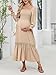 CUPSHE Women's Maternity Maxi Dresses Square Neck Smocked Baby Shower Long Sleeve Ruffled Fashion Casual Fall Pregnancy Dress Beige, L