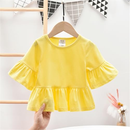Girls Cute Short Sleeve Tee Tops Casual Loose Fit Ruffle Comfy Solid T Shirts Kids Girls Summer Soft Cotton Kids2