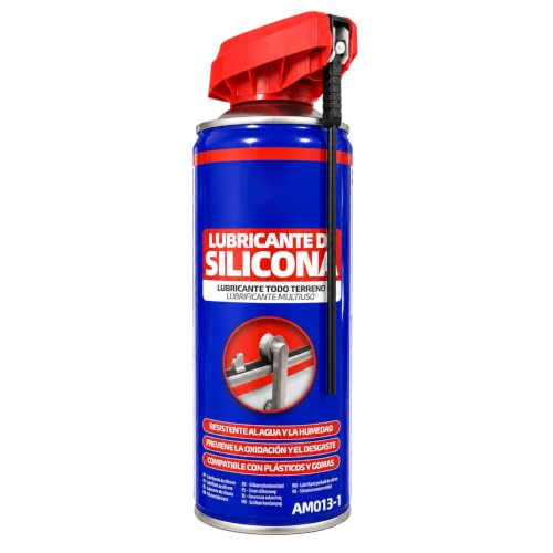 Lubricante de Silicona en Spray 400 ml, Multiusos con Cánula de Precisión, para Ventanas, Puertas Correderas, Guías, Plásticos y Gomas, Protección frente al Agua y la Humedad, Pack de 1