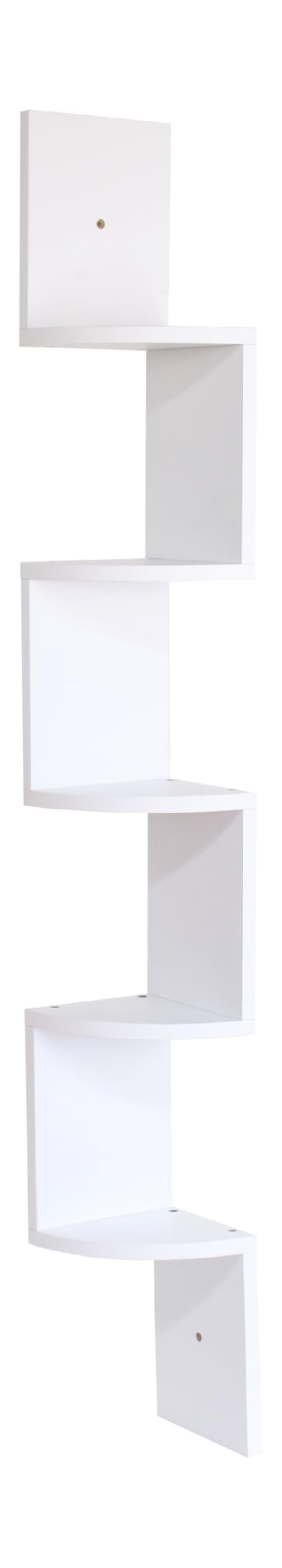 Optimal Products 5 Tier Corner Wall Mounted Shelves Picture Ledge Display Rack Book Storage Shelf UK (White)