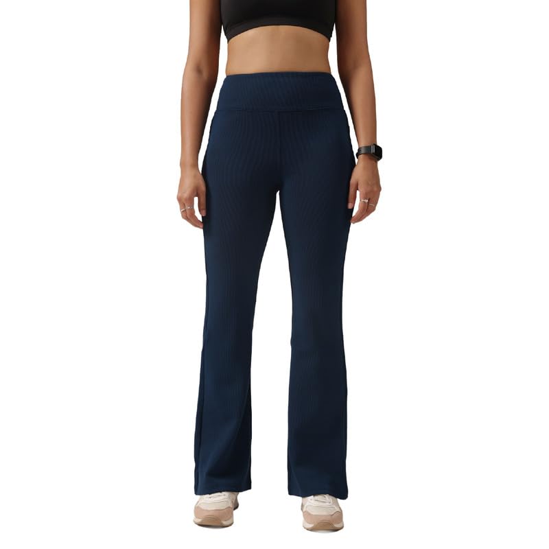 Pantalon évasé pour femme chic et taille haute pour le bureau et yoga